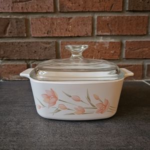 Corning Ware Peach Floral 1.5-liter casserole